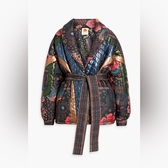 FARM Rio Jackets & Blazers - Farm Rio Black Wild Banana Metallic Reversible Puffer - Small